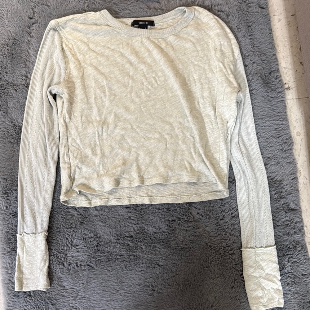 Forever 21 Pale Blue Long Sleeve Crop Top